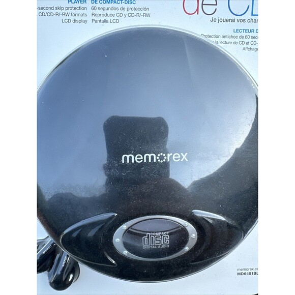 NEW Memorex Personal CD Player MD6451BLK Skip Protection CD/CD-R/-RW + Earbuds - Picture 2 of 6